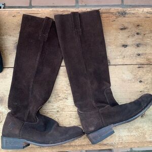 Suede Frye pull on riding boots